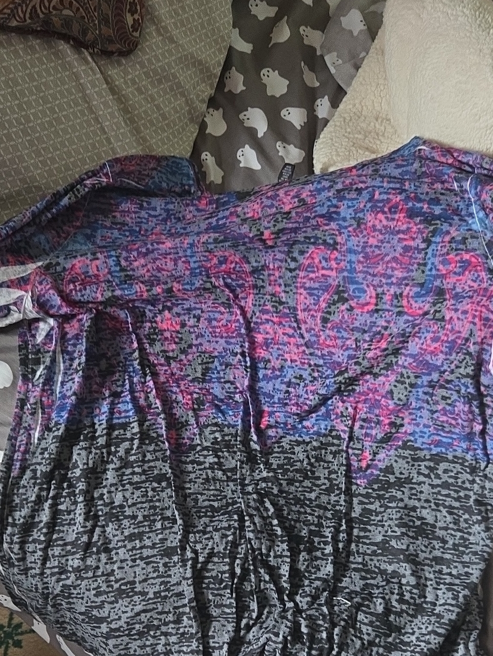 Women’s Multicolor Printed 3/4 Sleeve Top - Pink & Purple Pattern